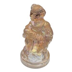 Summit Art Glass Little Women Series CINDY Glass Pink Carnival Glass Figurine